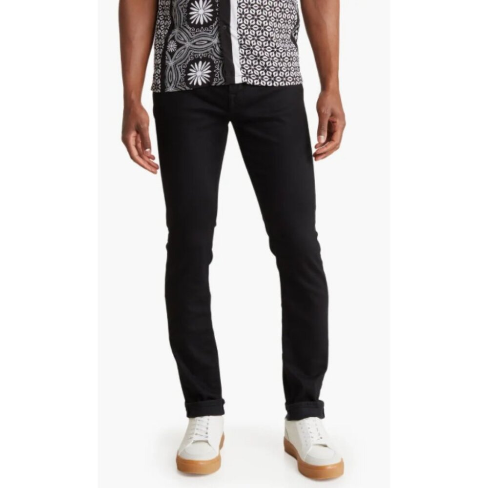 NWT 7 For All Mankind Paxtyn Squiggle Skinny Jeans Onyx Black Mens Size 38